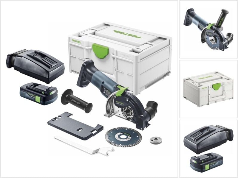 Dsc-agc 18-125 fh EB-Basic Akku Freihandtrennsystem 18 v 125 mm Brushless + 1x Akku 3,0 Ah + Ladegerät + Systainer - Fes...