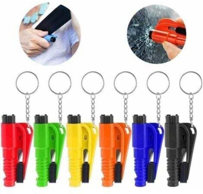 6-teiliges 3-in-1-Schlüsselanhänger-Werkzeug zum Zertrümmern von Autofenstern, multifunktionales lebensrettendes Werkzeu...