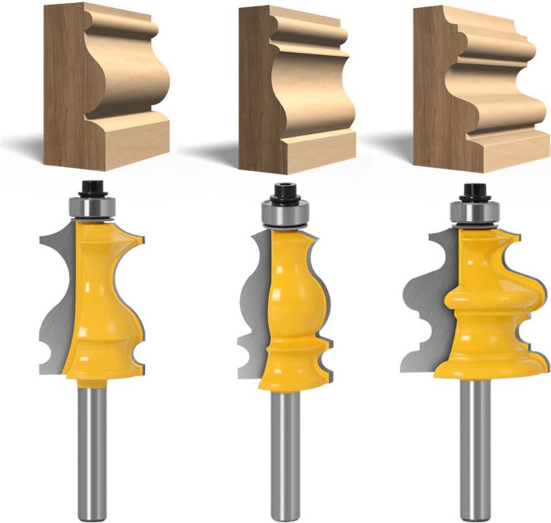 Set mit 3 8-mm-Architektur-Profilfräsern, Holzbearbeitungs-Fräser
