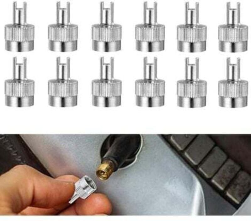 Set mit 12 Ventilkappen für Autos inklusive Metallschlüssel – Ventilkappen für Autos – Staubkappen mit Schlitzkopf – Wer...