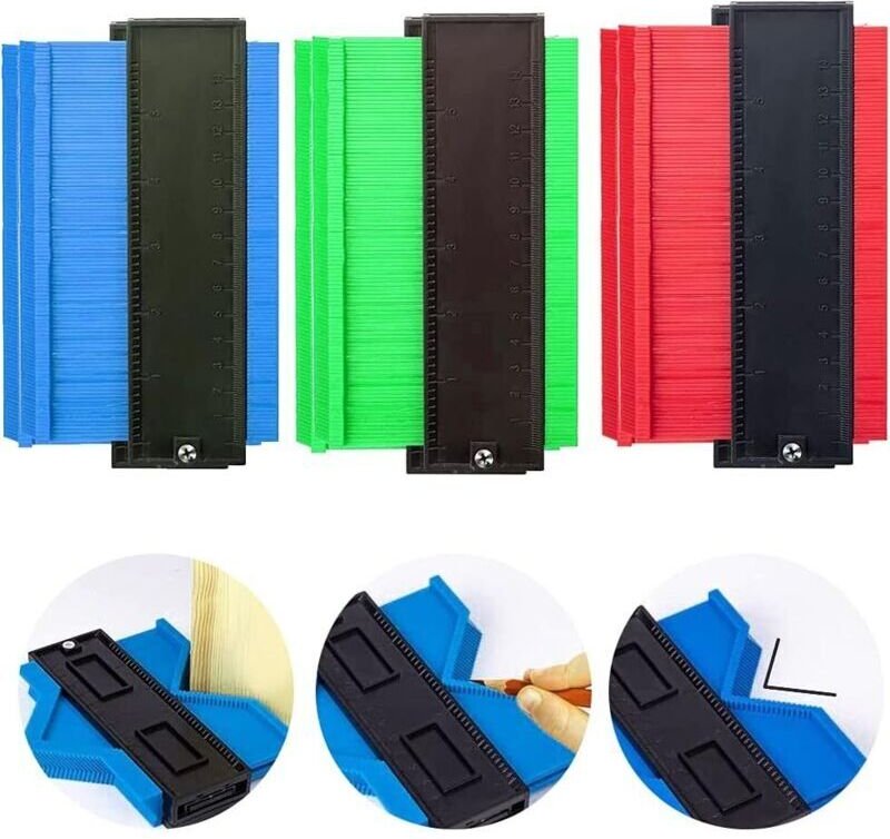 Konturenlehre, 3-teilig, 17 cm lange Kunststoff-Profillehre, Messlineal für Holzbearbeitungswerkzeuge, DIY-Fliesen- oder...