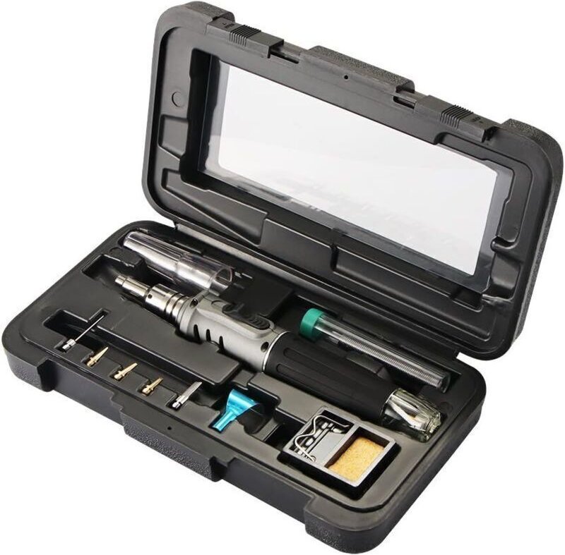 Butan-Lötkolben – 10-in-1-Gaslötkolben-Set, professionelle automatische Zündung, vielseitig einsetzbar für Reparaturen, ...
