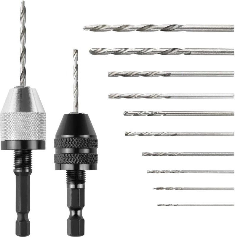 2 Stück Schnellspannbohrfutter, 1/4 Zoll Sechskantschaft Bohrer Adapter, 0.3-6.5 mm und 0.3-3.6 mm 3 Backen Bohrfutter, ...