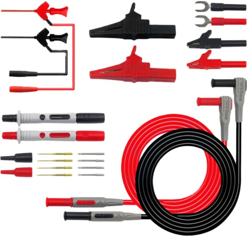 Jeffergarden P1300D Elektronisches Digitalmultimeter-Messleitungen mit Krokodilklemmen, austauschbarer Sondenspitzensatz