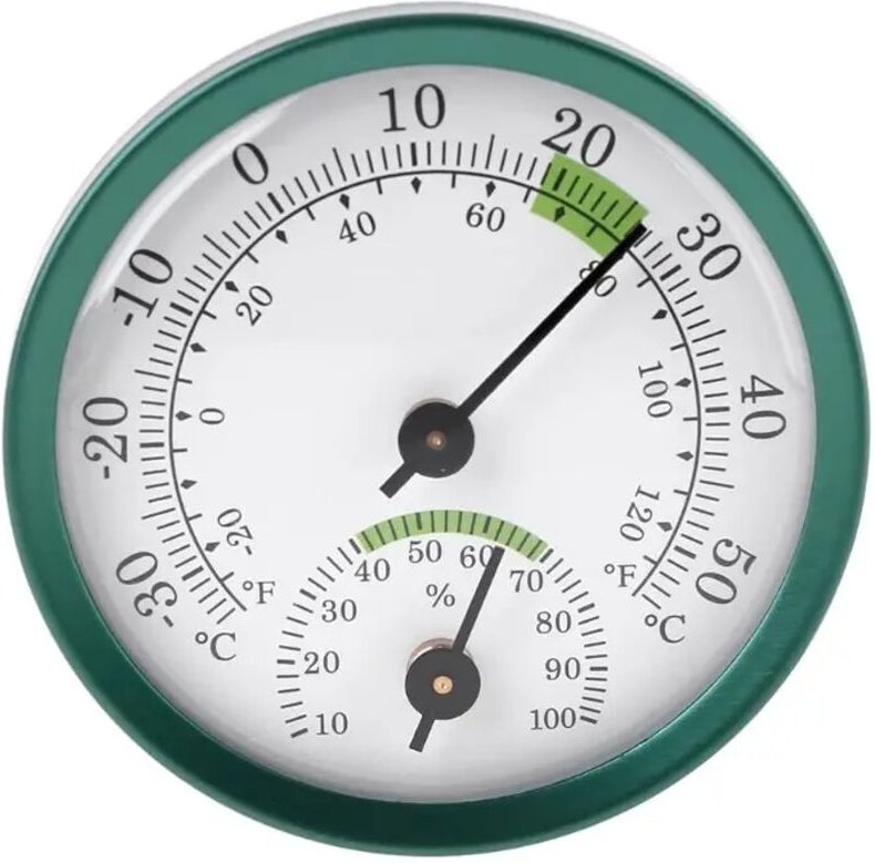 Mechanisches Thermometer-Hygrometer für den Innenbereich, grün, 1 Stück