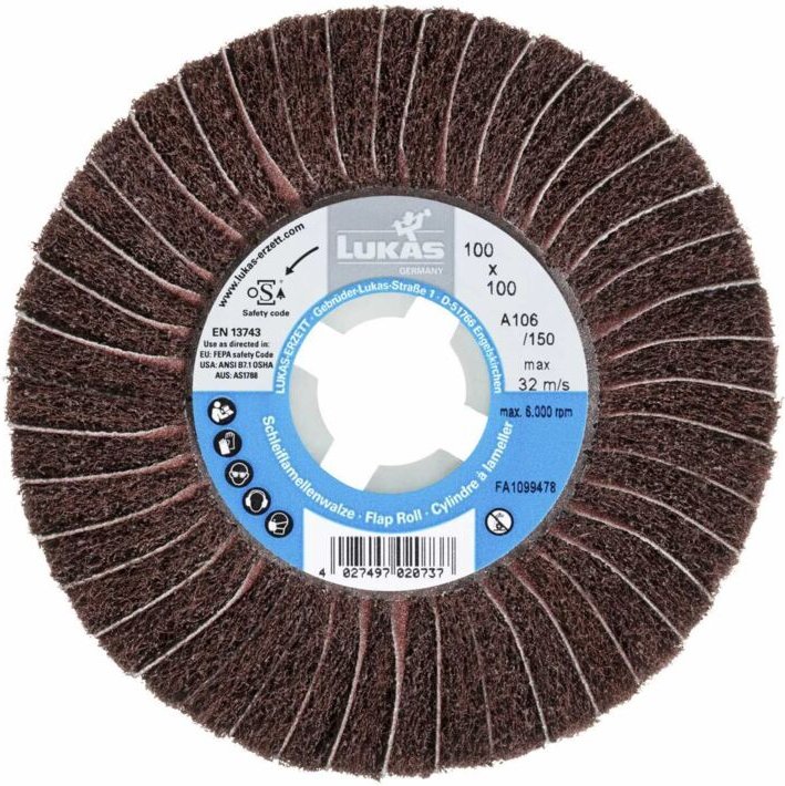 Lammellenbürste Fächerschleifer 100 x 100 mm Körnung 80 A107/240 sehr fein - Lukas