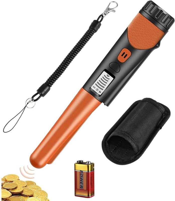 Tragbarer Metalldetektor, Pinpointer-Metalldetektor, 360°-Scan-Metalldetektor, wasserdichter Pinpointer-Detektor mit LED...