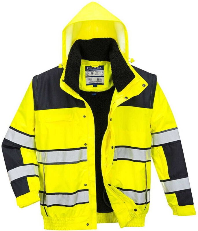 XXXL Hi-Vis Winter-Arbeitsjacke mit abnehmbaren Ärmeln C466 PORTWEST