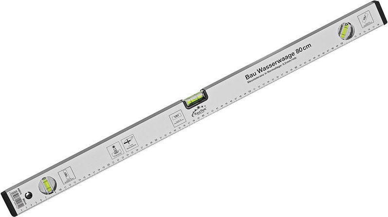 Aluminium Messwaage Bau Wasserwaage Richtwaage 80 cm mit 3 Libellen und Messskala