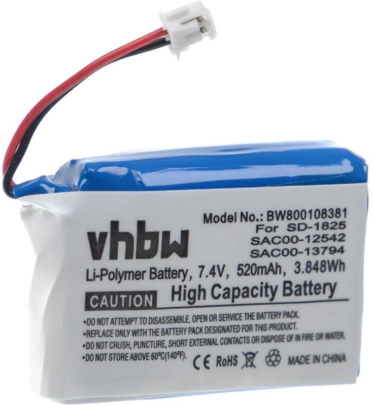 Vhbw - 1x Akku Ersatz für Sportdog SAC00-12542 für Hundehalsband Hunde-Trainer (520 mAh, 7,4 v, Li-Polymer)