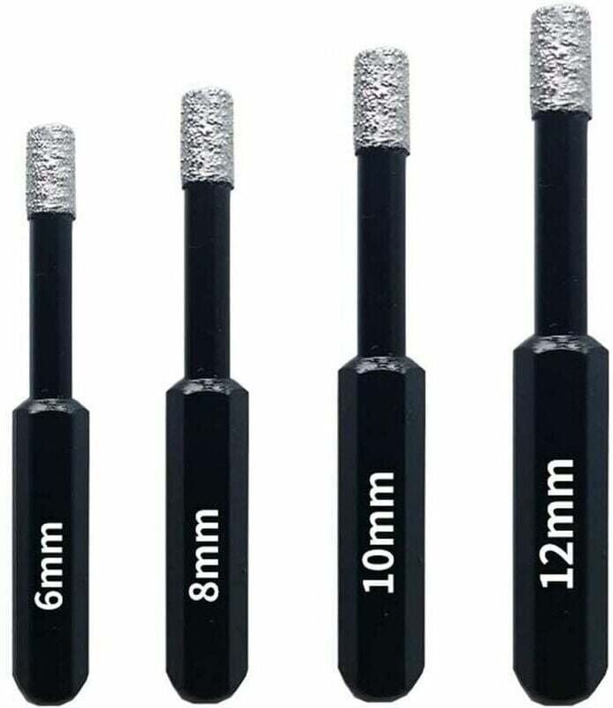 Set mit 4 Diamantbohrern für Fliesen, Keramik, Feinsteinzeug, Glas und Stein. Professionelle Diamant-Lochsägen – 6 mm, 8...