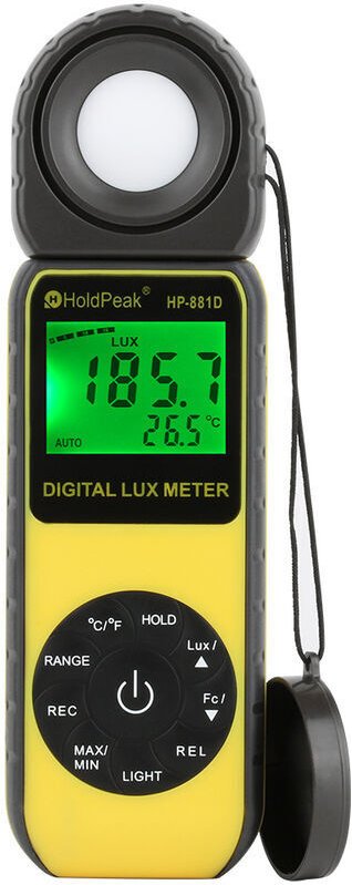 Digitales Luxmeter 400.000 Helligkeits-/Lichtmessgerät, Lichtmessgeräte, Umgebungstemperaturmessgerät mit einem Bereich ...