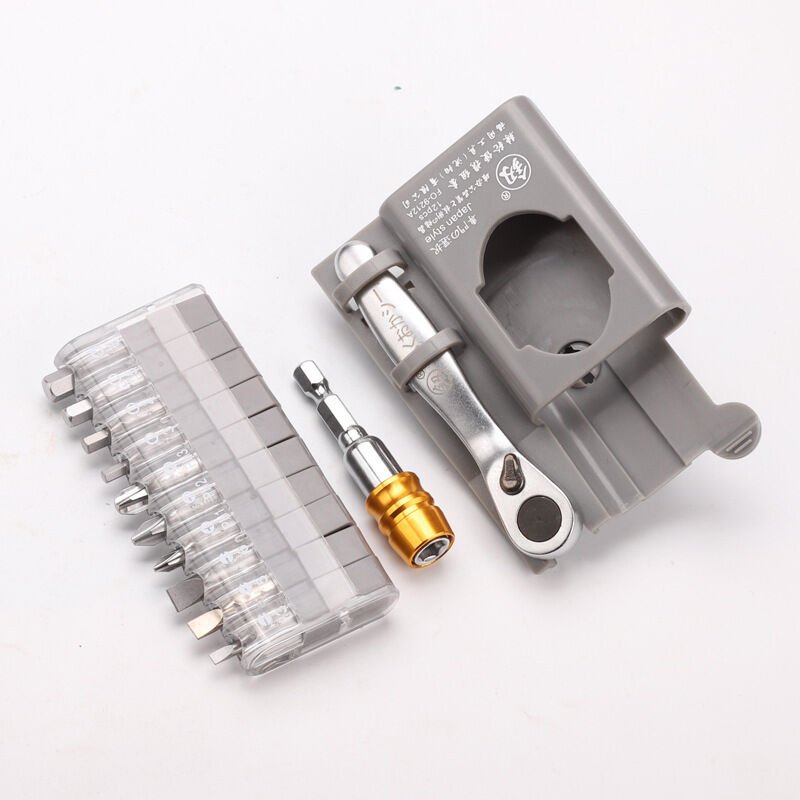 Ratschenschraubendreher-Set (positiv und negativ), 10 Aufsätze, Kombinationsschlüssel, Reparaturwerkzeug, Ersatzbits