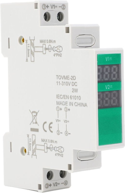 DIN-Schienen-Voltmeter DC 11 V bis 310 V, Spannungsbereich, LCD-Digitalanzeige, DIN-Montagemessgerät A