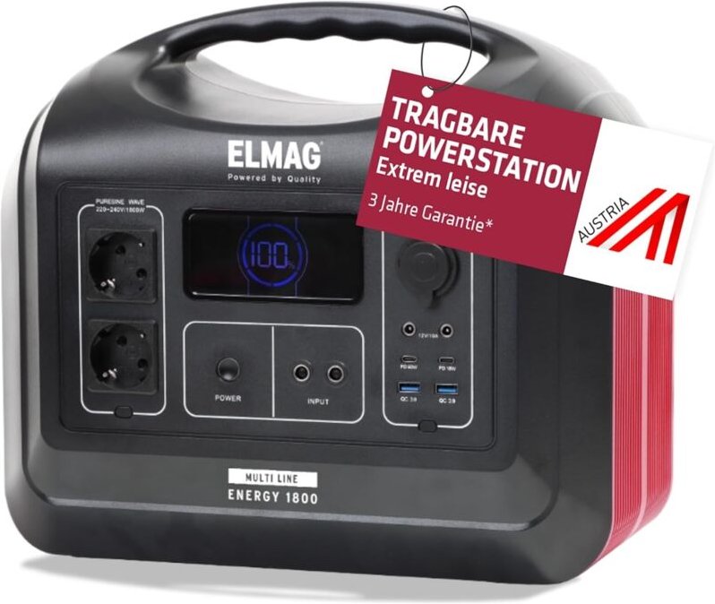 Elmag - Tragbare Powerstation energy 1800 1800W, LiFEPO4 Akku mit 1480Wh