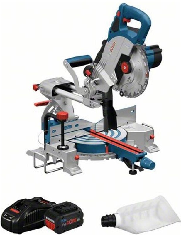 Bosch Akku-Kapp- und Gehrungssäge biturbo gcm 18V-216, incl. 2x Akku ProCORE 5,5 Ah, Schnellladegerät, Kreissägeblatt, Z...