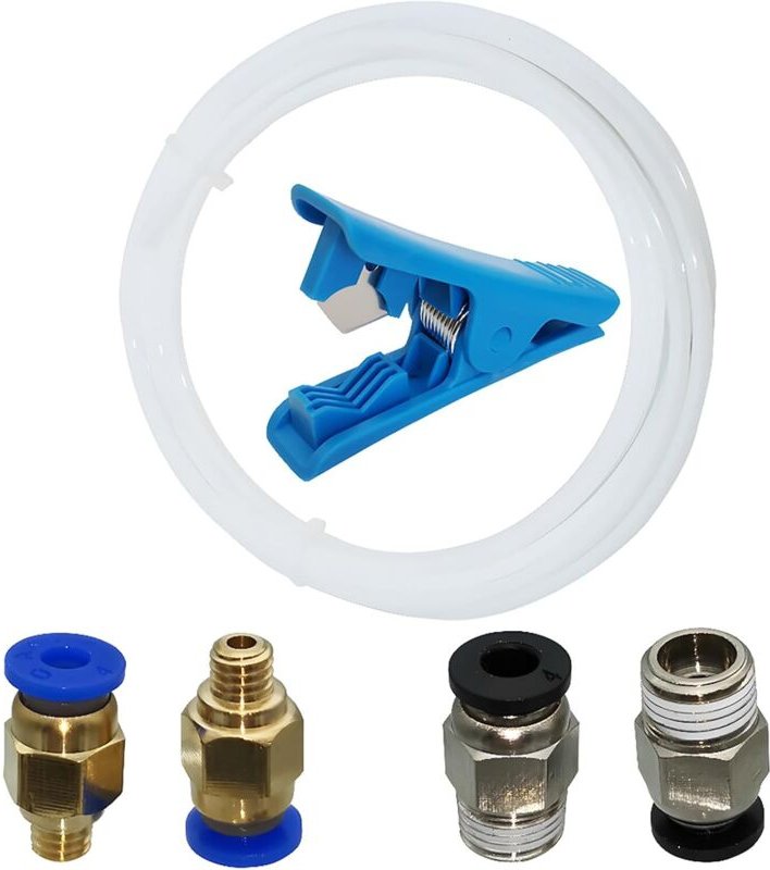 Weißer Bowden-Schlauch, 3 m PTFE Teflon (2,0 mm ID / 4,0 mm OD) 1,75 mm Filament für 3D-Drucker + Rohrschneider + PC4-M6...