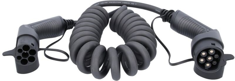 Ks Tools efuturo Spiralladekabel Typ 2 auf Typ 2 Stecker, 3 Phasen, bis zu 22 kW, 32 a, 400 v, Mode 3, 5 Meter