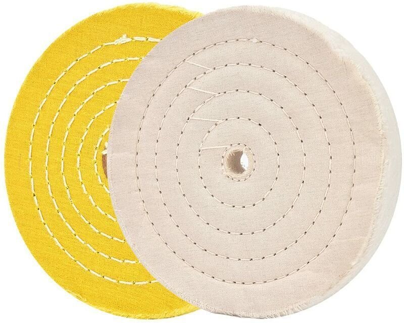 Polierscheiben für Schleifbock 6 weiße und gelbe Polierscheiben für Polierbock mit 16mm Schaftloch 2 Stk