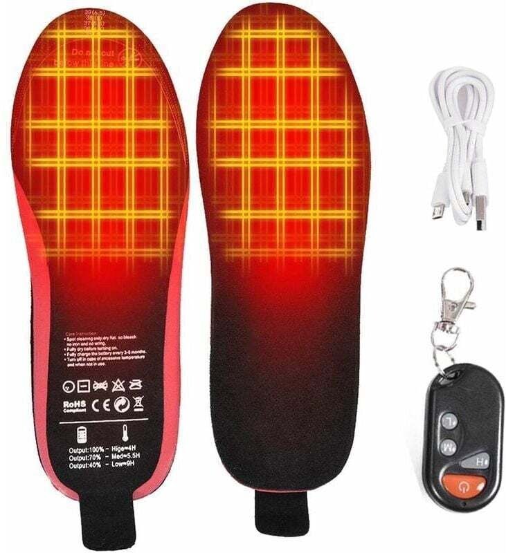 Elektrisch beheizbare Einlegesohlen, wiederaufladbare beheizbare Einlegesohlen mit Fernbedienung, 3 Heizstufen, kabellos...
