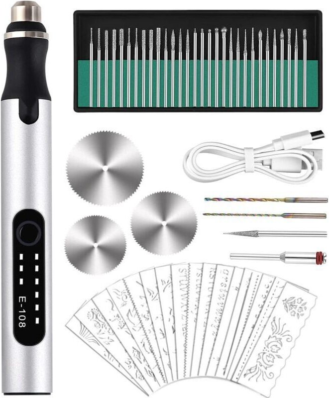 Elektrischer Gravierstift, Mini-Graviergerät für DIY-Projekte, wiederaufladbarer Mini-USB-Gravierstift, multifunktionale...