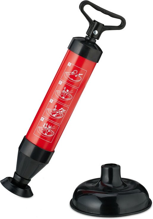 Abflussreiniger Pumpe, 2 Aufsätze für wc, Dusche, Waschbecken, Druckreiniger Abfluss, chemiefrei, schwarz/rot - Relaxday...