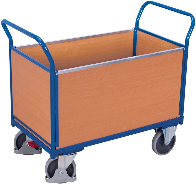 VARIOfit Vierwandwagen mit Holzwänden 1000x650mm Anthrazitgrau RAL 7016