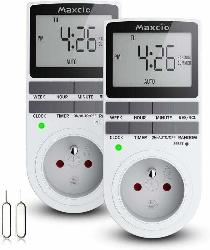 Ulisem - Digitale programmierbare Steckdose von digitaler Tages-/Wochentimer, Steckdosen-Programmierer mit LCD-Bildschir...