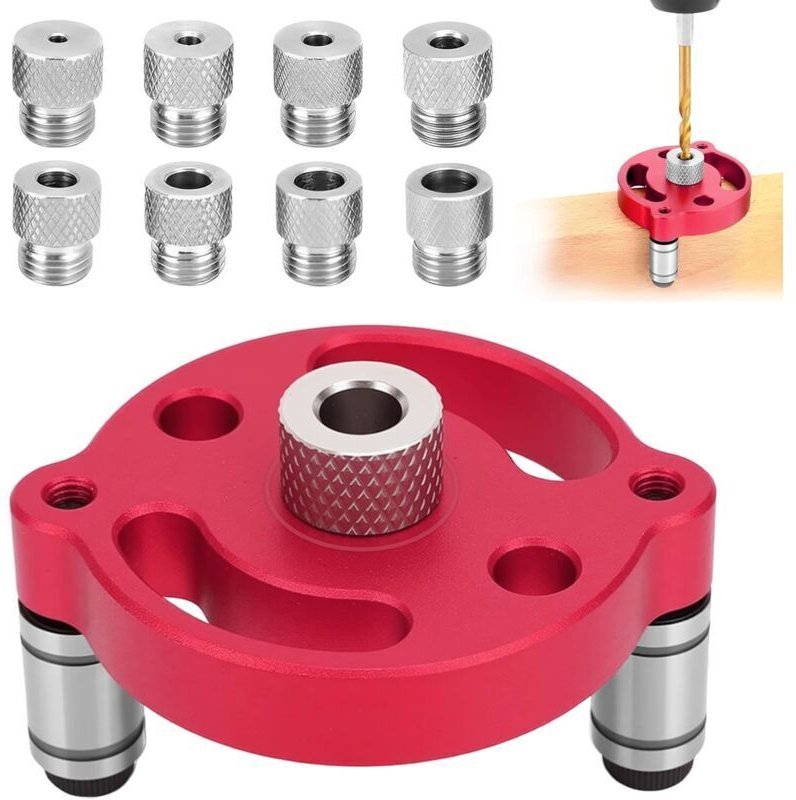 Werkzeugset zur Zentrierung von Holzbearbeitungszentren, Vertikalbohrlehre mit 3/4/5/6/7/8/9/10-mm-Bohrern, Bohrschablon...