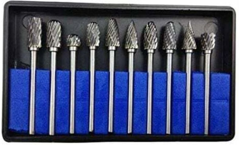 10 Stück 3 mm x 6 mm Rotations-Hartmetallfräser für Dremel-Holzbearbeitung, Gravieren und Bohren