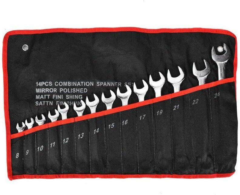 Ratschenschlüsselsatz, 14-teilig, 8–24 mm metrische Kombinationsratschenschlüssel, Chrom-Vanadium-Stahl, Ratschenstecksc...