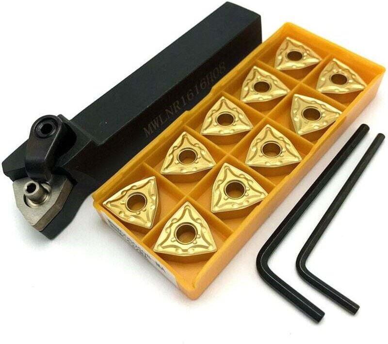 Porte Outil Tour WNMG080404 avec 10 Inserts Carbure et Clé de Serrage