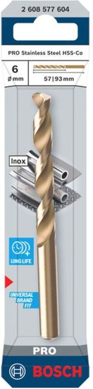 Bosch PRO Spiralbohrer Stainless Steel HSS-Co, 6 x 57 x 93 mm