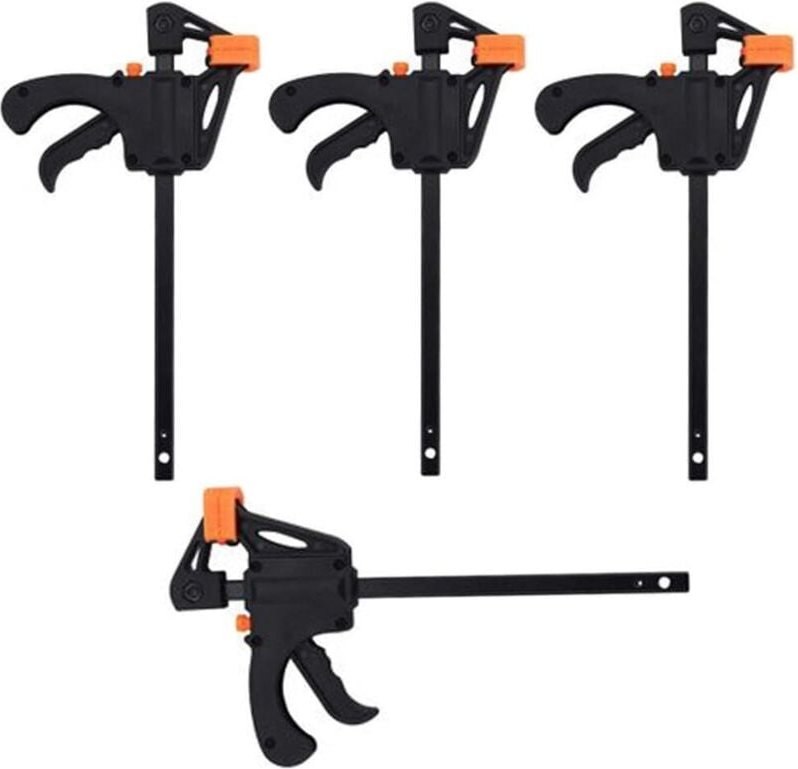 4-teiliges Klemmenset, 10 cm Ratschen-Stangenzwinge, Schnellspann-Ratschen-Handzwinge, robuste Aluminiumzwinge für schne...