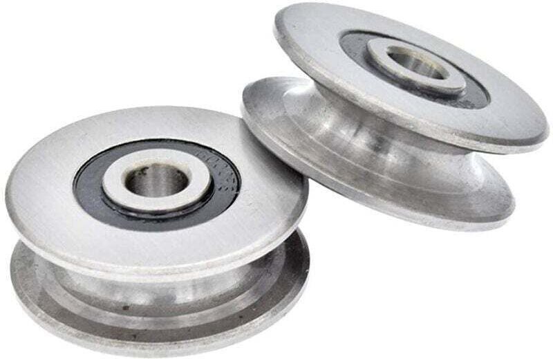 Kugelgelagerte Edelstahlrolle mit 8 mm tiefer U-Nut, 250 kg, Metallrolle für Hebeführung, Innendurchmesser (40 x 13 mm)