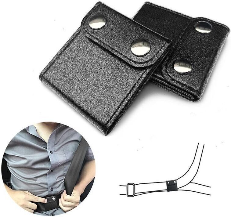 2 Stück Sicherheitsgurtversteller, Sicherheitsgurtpositionierer, Verriegelungsclip-Schutz (Schwarz)