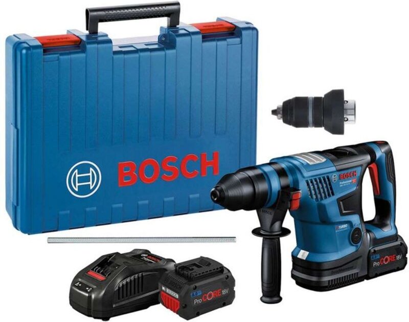 Bosch Akku-Bohrhammer biturbo gbh 18V-34 cf mit 2x 8,0 Ah ProCore Akkus + Lader
