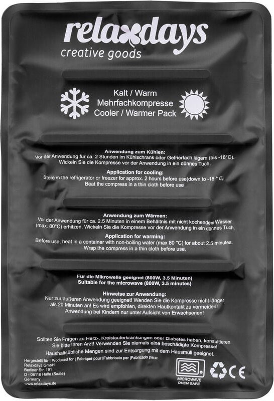 Relaxdays Kühlpad, Kalt Warm Kompresse, 25 x 36 cm, Kühlpack Gel, Erste Hilfe, wiederverwendbare Gelkompresse, schwarz