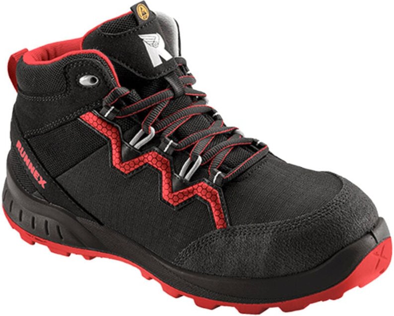 RUNNEX® S3-ESD-Sicherheitsschnürstiefel TeamStar schwarz/rot 5312 Gr. 48