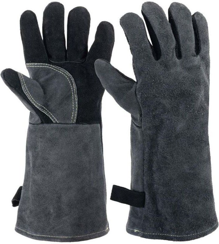 40 cm lange, hitzebeständige Lederhandschuhe für Grillabende, geeignet für Feuer, Schweißen, Kamine, Öfen, Kochen und Br...