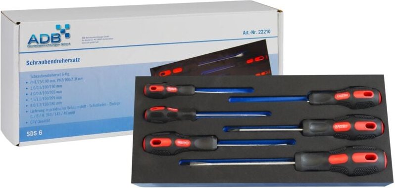 Werkzeugeinlage Werkstattwagen Einlage Schraubendrehersatz Garnitur 6-teilig - ADB