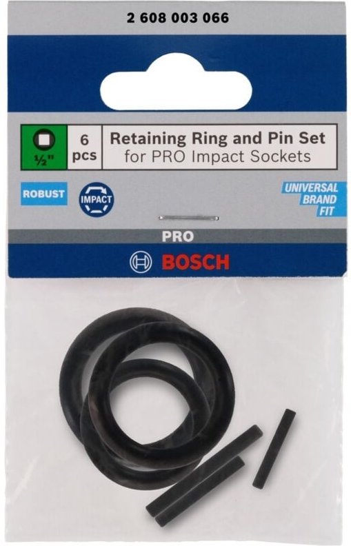 Bosch Set mit Haltering und Stift für PRO Impact Steckschlüsseleinsätze,1/2", 6-tlg.
