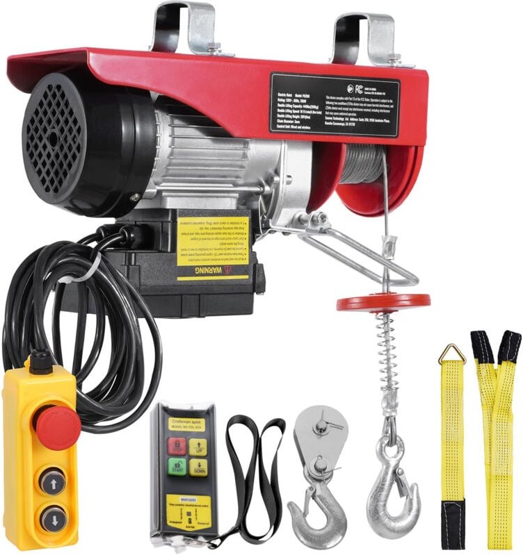 Mophorn - elektrische Hebezeug mit einer Tragkraft von 200 kg und 230-V-Elektrowinde. Er verfügt über eine kabellose Fer...