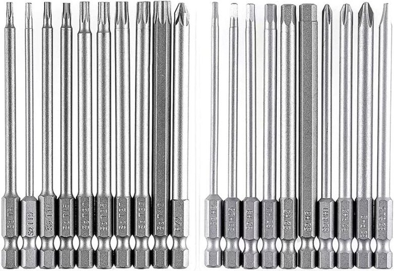 Bit-Set lang, magnetisch, 20-teilig, Schlitzbit, 1/4-Zoll-Sechskant