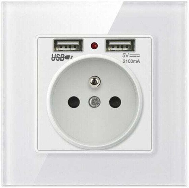 Carivent Wandstecker, Elektrischer Wandstecker mit zwei USB-Anschlüssen - Ladegerät für iPhone/Android (1 Stück)