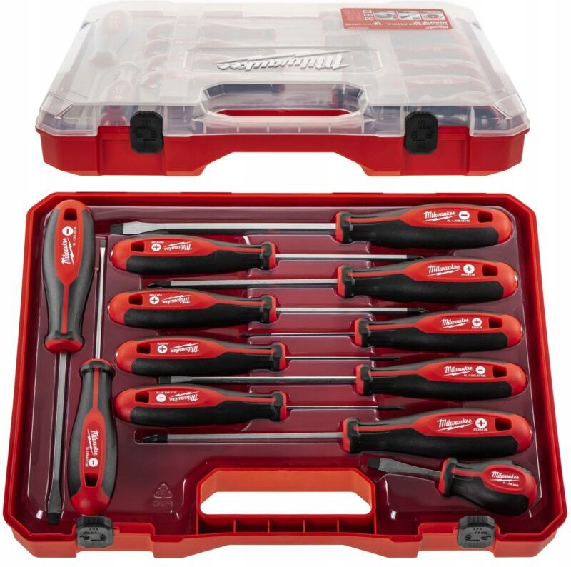 Milwaukee Tri-Lobe Schraubendrehersatz PH/PZ/SL 12-teilig mit Anti-Roll-Design Handgriff