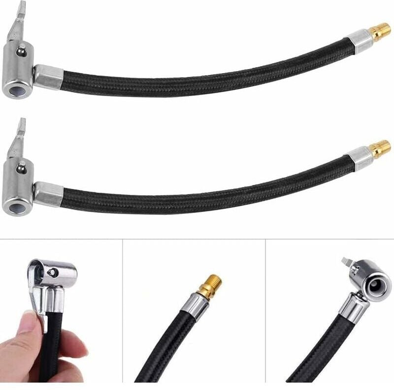 ZVD 35 cm Aufpumpschlauch-Adapter, 2-teiliger geflochtener Aufpumpschlauch mit Düsenadapter zum Aufpumpen von Fahrrad-, ...