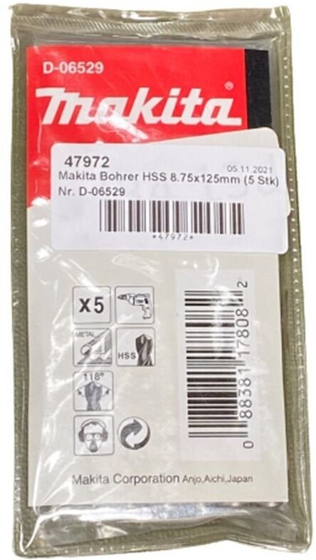 Makita - HSS-Bohrer 8,75 x 125 mm, 5 Stk. hss • Metall • 5 Stk. • 8,75 x 125 mm