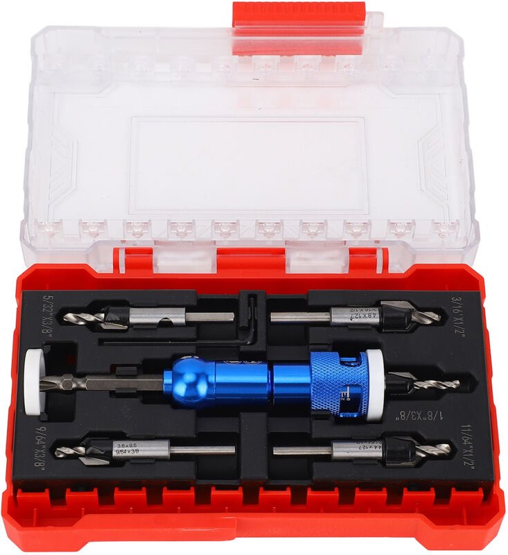 4er-Set Senkbohrer mit Tiefenanschlag, HSS M2 Kegel-Pilotbohrer für Holzbearbeitung, einstellbare Tiefenbegrenzung, Scha...