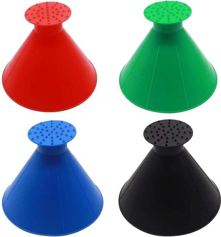 4-teiliges multifunktionales Eiskratzer-Set, Eiskratzer für die Windschutzscheibe, runder Eiskratzer, für LKWs, Transpor...